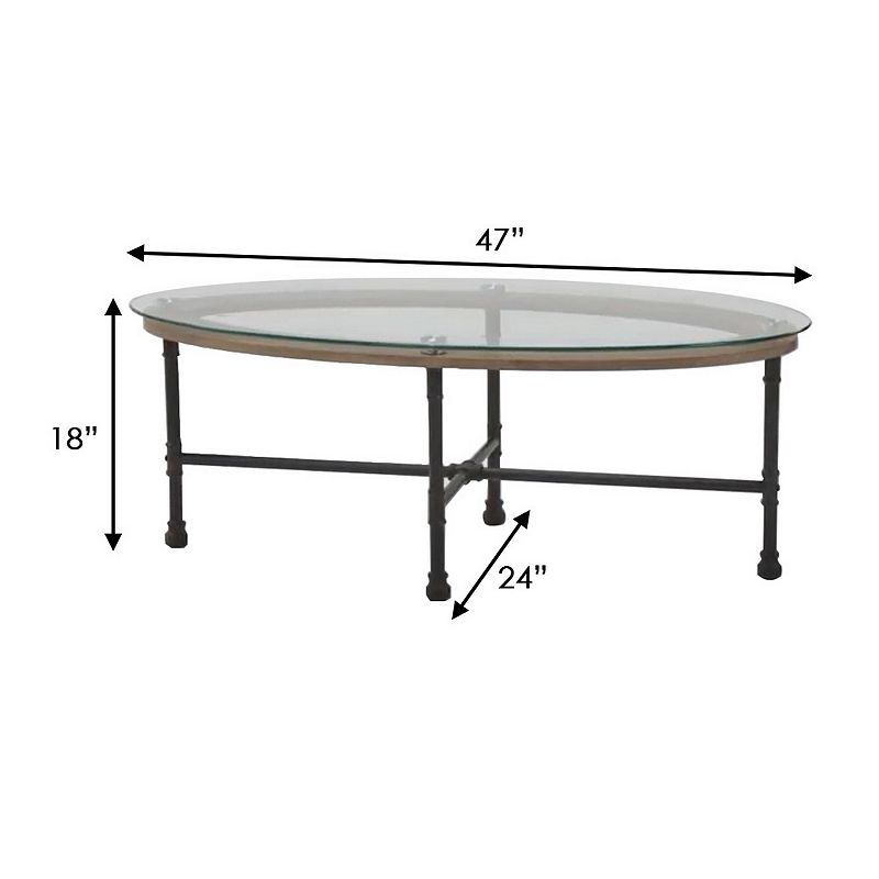 Coffee Table with Pipe Design Tubular metal Legs， Brown