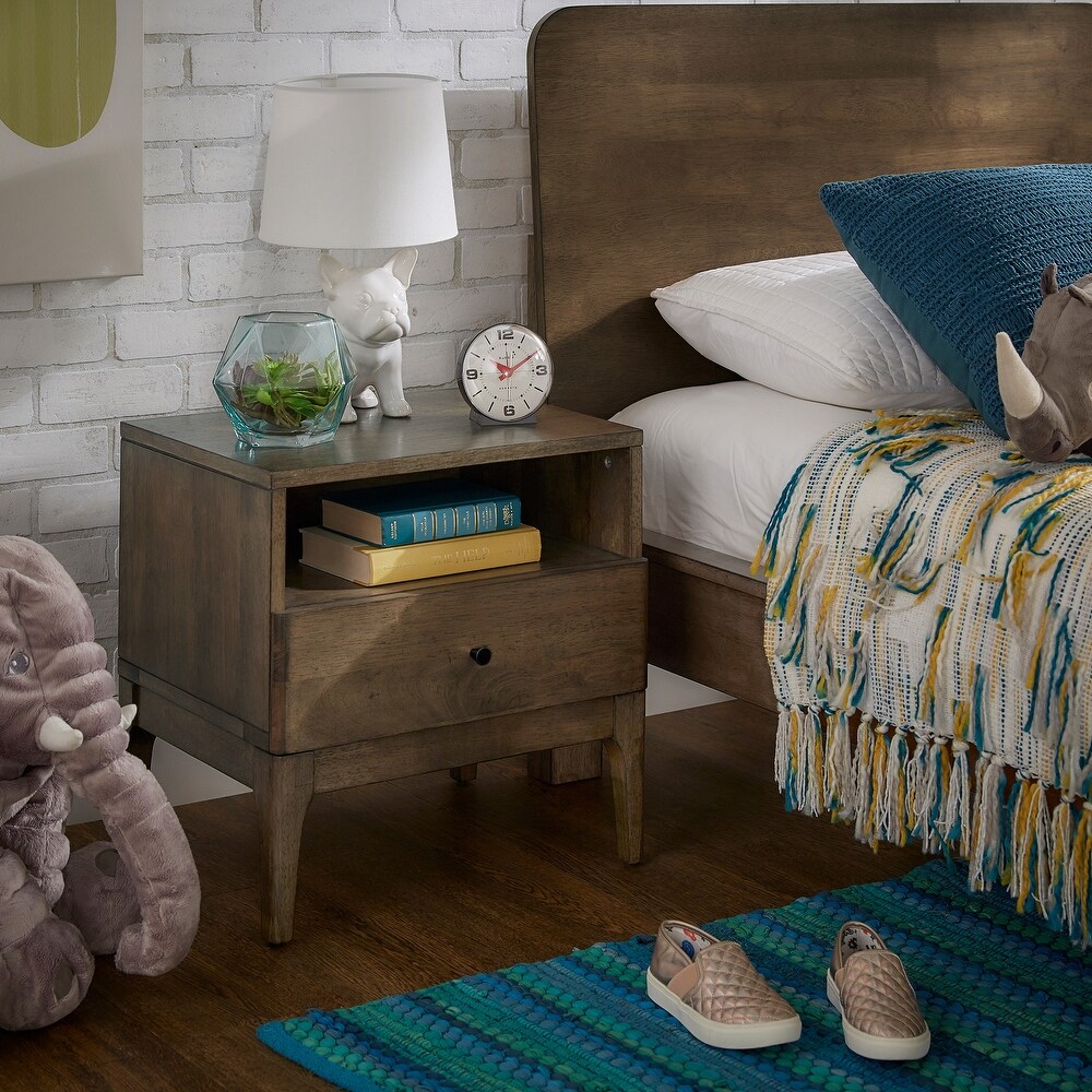 Ozan Walnut Finish 1 drawer Nightstand by iNSPIRE Q Modern