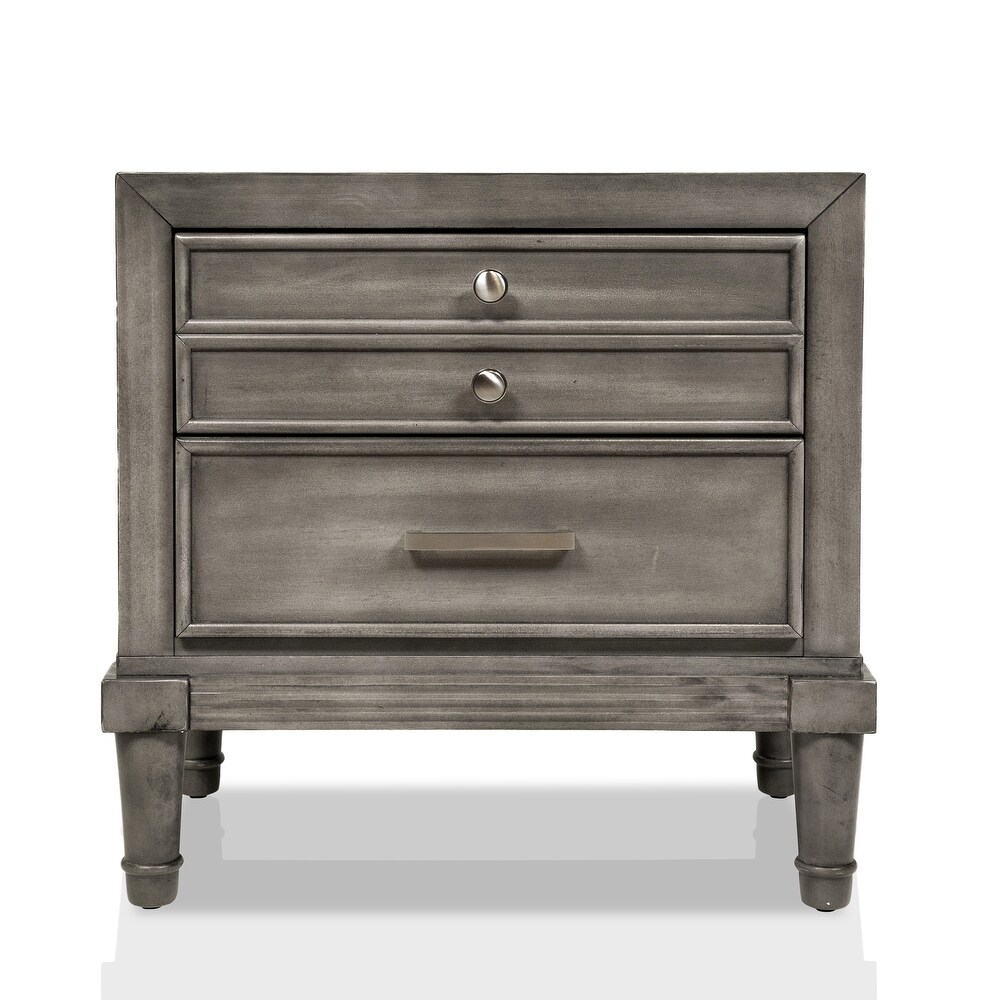 Hax Transitional Grey 2 Drawer Solid Wood Nightstand by Furniture of America