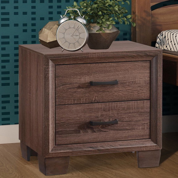 Benzara BM182749 Wooden 2 Drawer Nightstand  Mediu...