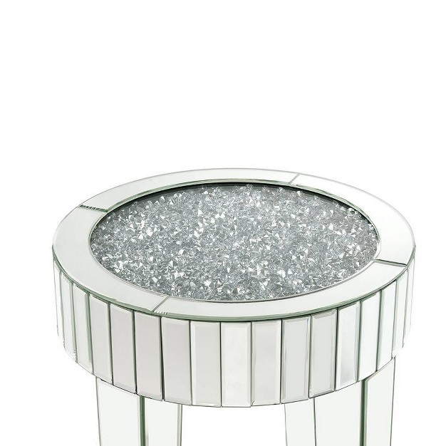 Ornat Mirrored Accent Table Faux Diamonds Acme Furniture