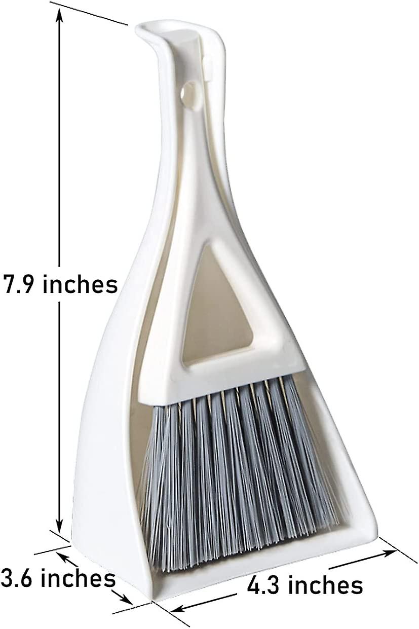 Mini Dustpan And Brush Set，compact Dust Pan And Hand Broom Set，white