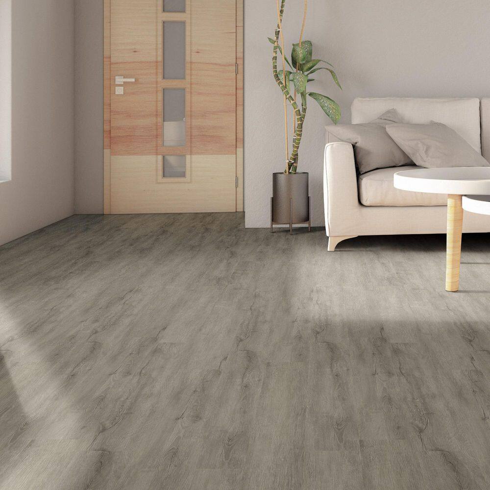 TrafficMaster Moonstone 6 MIL x 6 in. W x 36 in. L Click Lock Waterproof Luxury Vinyl Plank Flooring (24 sqftcase) VTRHDNIGHT6X36