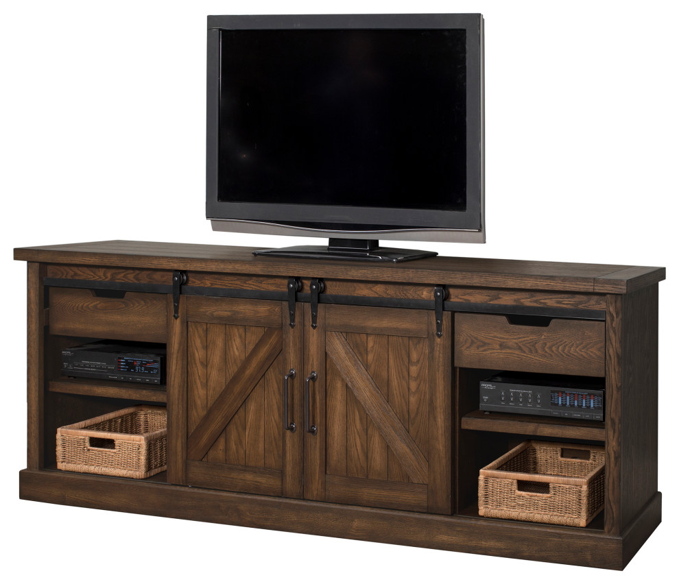 Avondale 80 quotTV Console Barn Door   Industrial   Entertainment Centers And Tv Stands   by Martin Furniture  Houzz