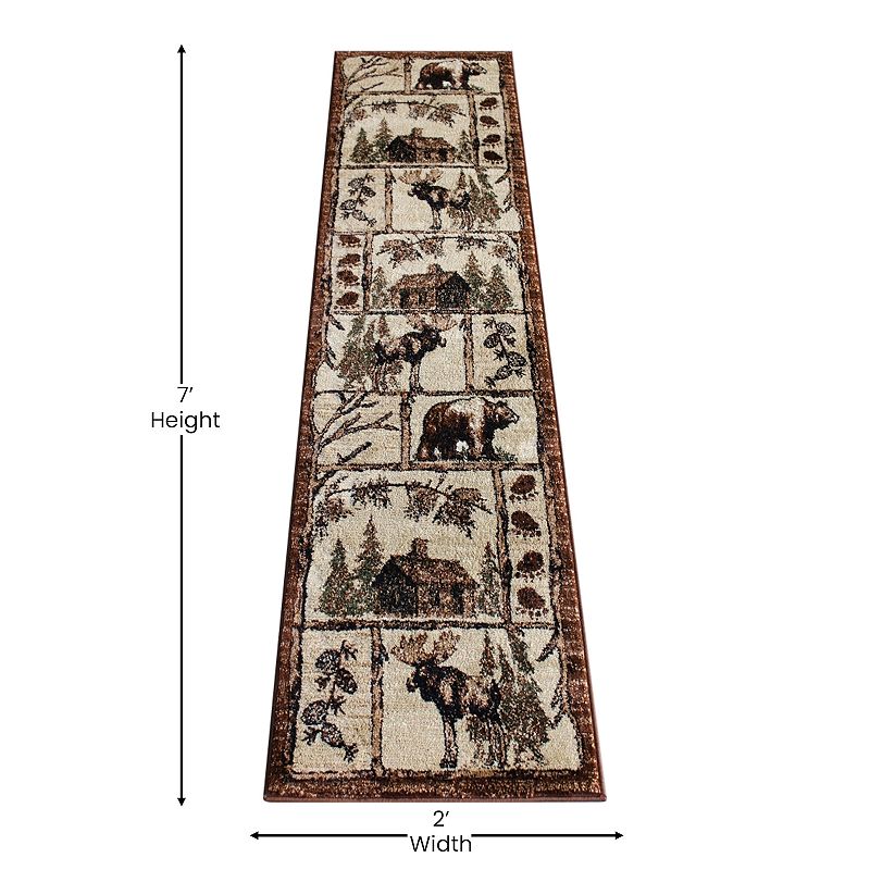 Masada Rugs Masada Rugs 2'x7' Cabin Style Area Rug - Design L362 in Beige