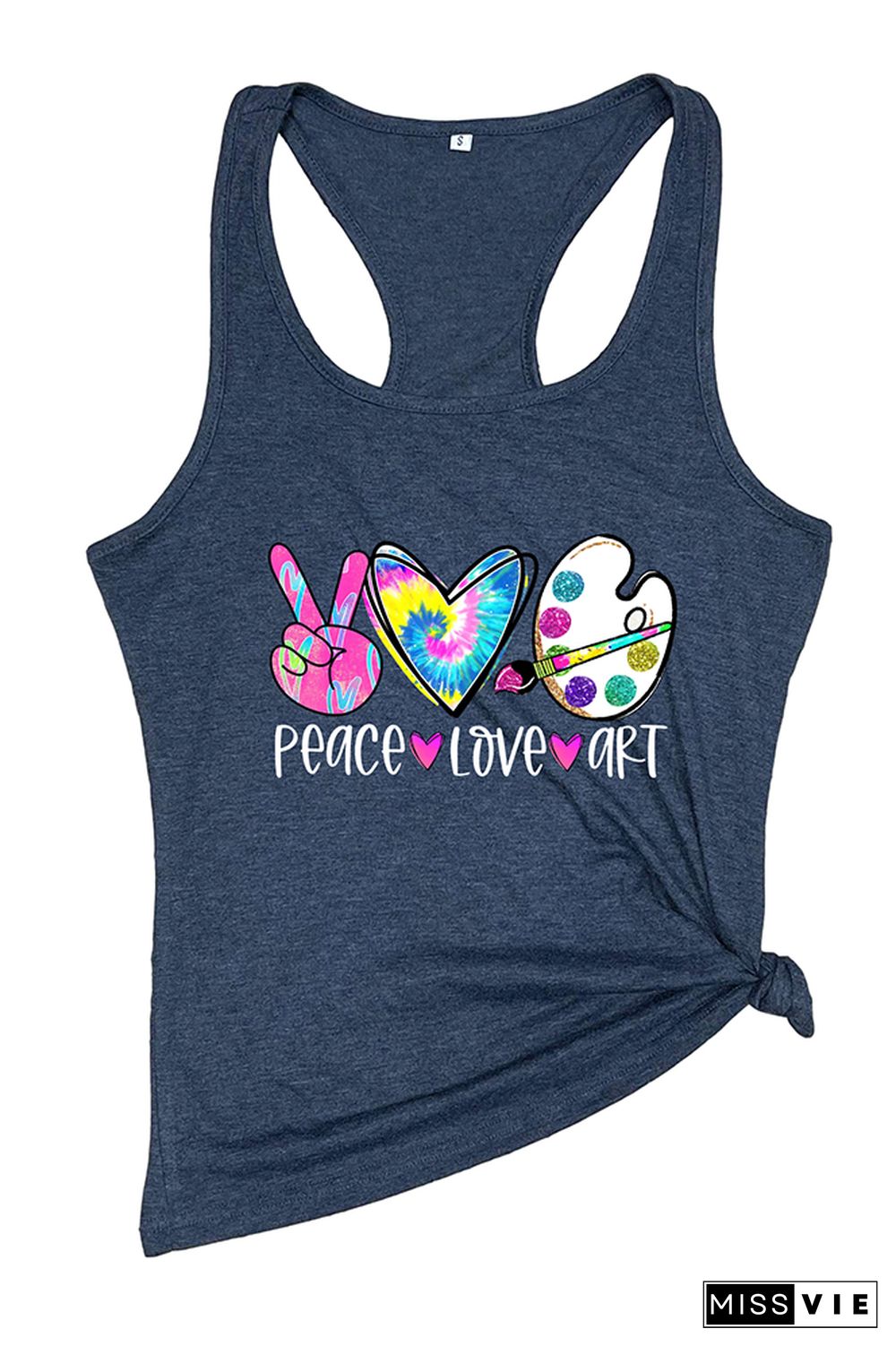 Peace Love Art Colorful Tie Dye Printed Sleeveless Tank Top Wholesale