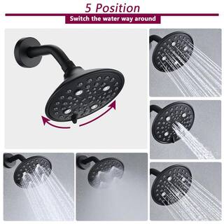 YASINU Single-Handle 5-Spray Tub and Shower Faucet in Matte Black (Valve Included) YNAA519MB