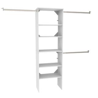 ClosetMaid Style+ 84 in. W - 120 in. W White Tower Wall Mount 6-Shelf Wood Closet System 4365