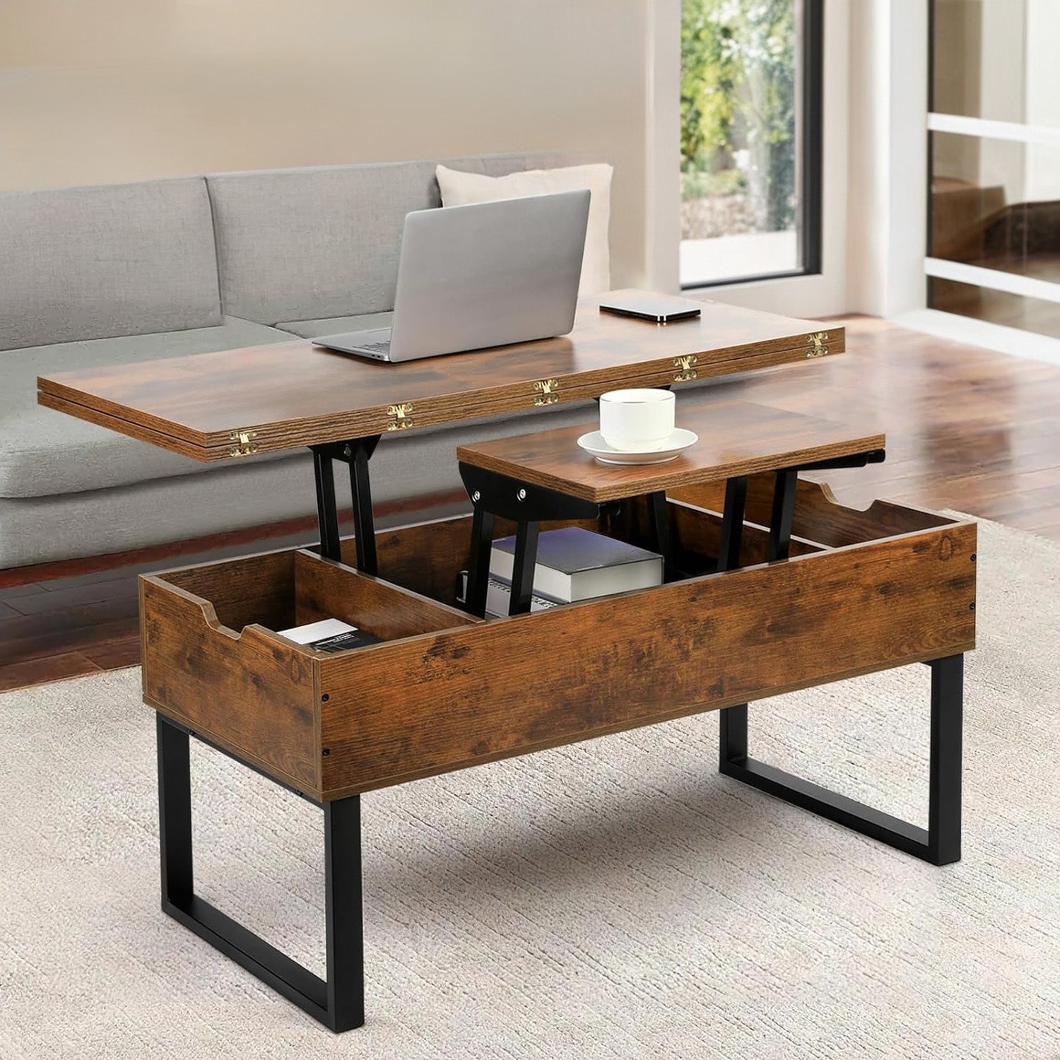 Lift Top Coffee Table Modern Lift Dining Table 3 in 1 with Storage