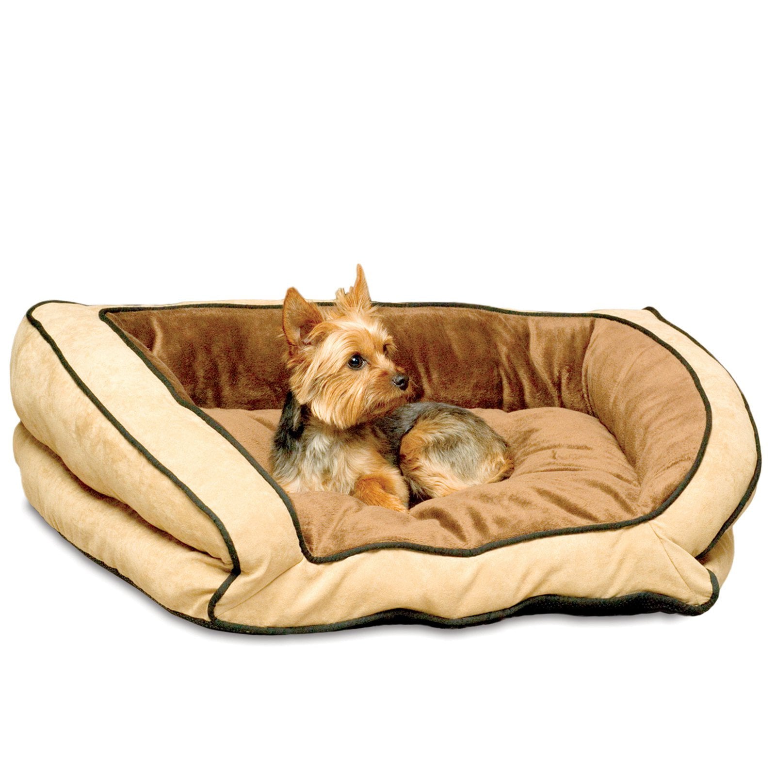 KandH Pet Products Bolster Couch Dog Bed， Large， Mocha/Tan