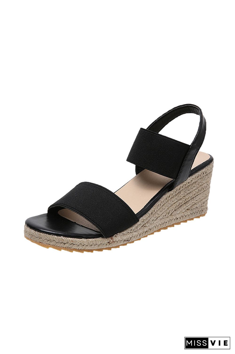 Straw And Nylon Strap High Wedge Sandals Wholesale