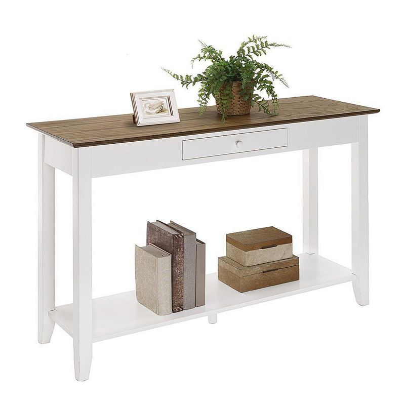 Convenience Concepts American Heritage 1 Drawer Console Table with Shelf， Driftwood/White