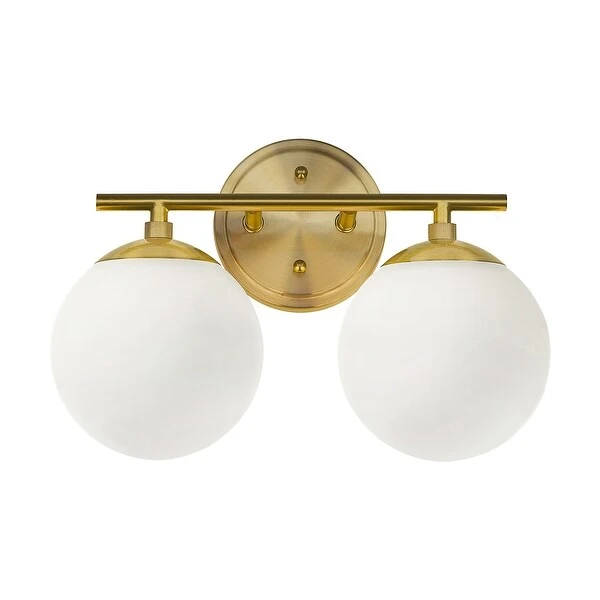 Modern Bathroom Vanity Light with Frosted Glass Shades in Gold Finish