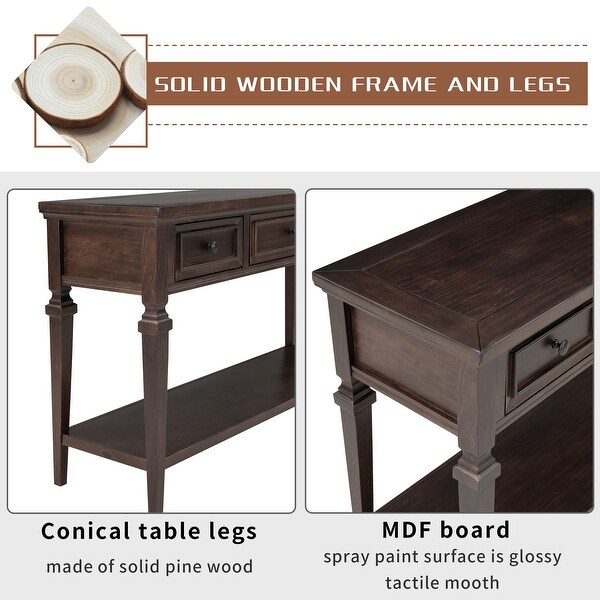 Console Table with Three Top Drawers and Open Style Bottom Shelf