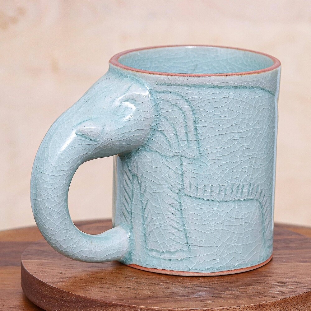 Novica Handmade Calming Cup Celadon Ceramic Mug