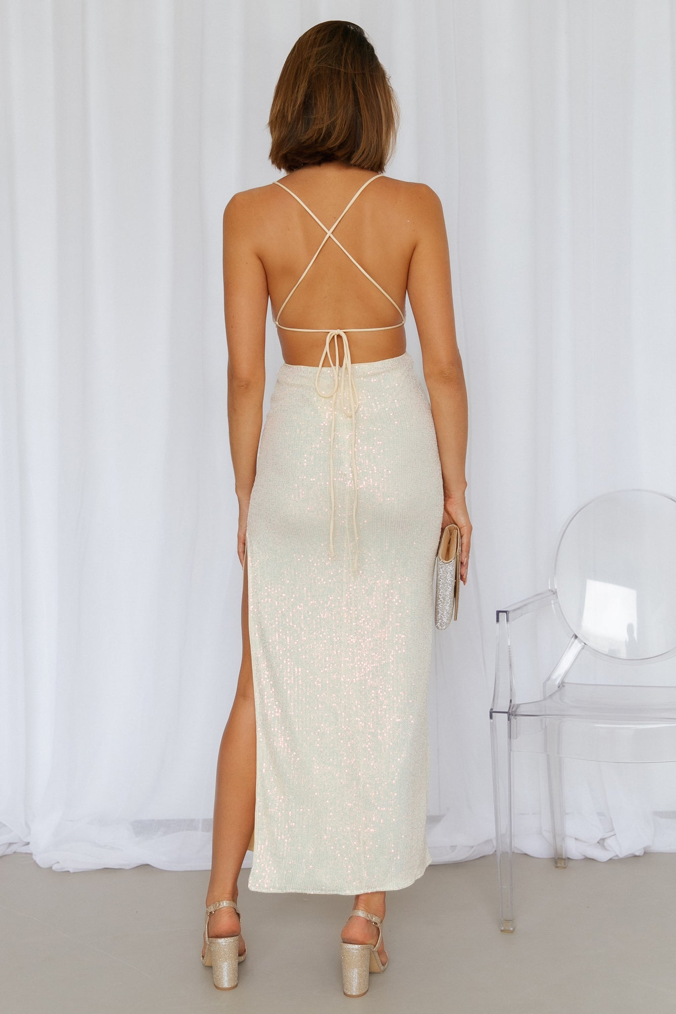 Create The Spell Midi Dress Cream Sequin