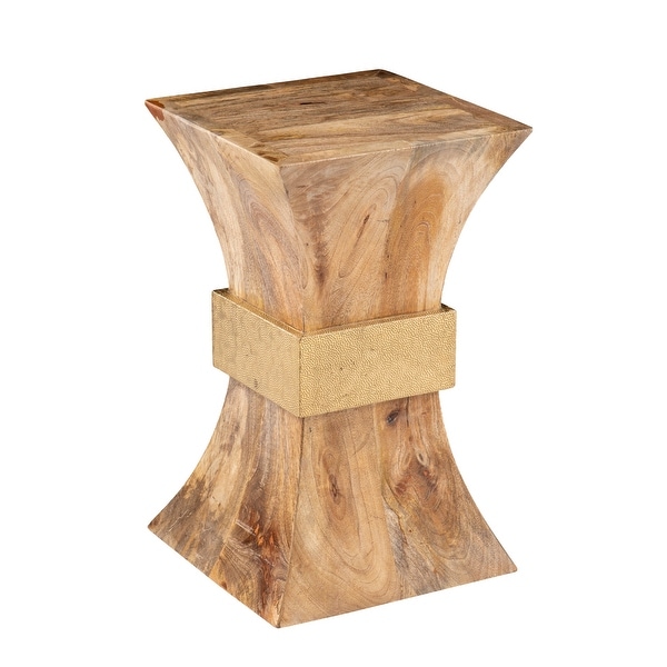 SEI Furniture Trammel Square Side Table， Natural/Brass