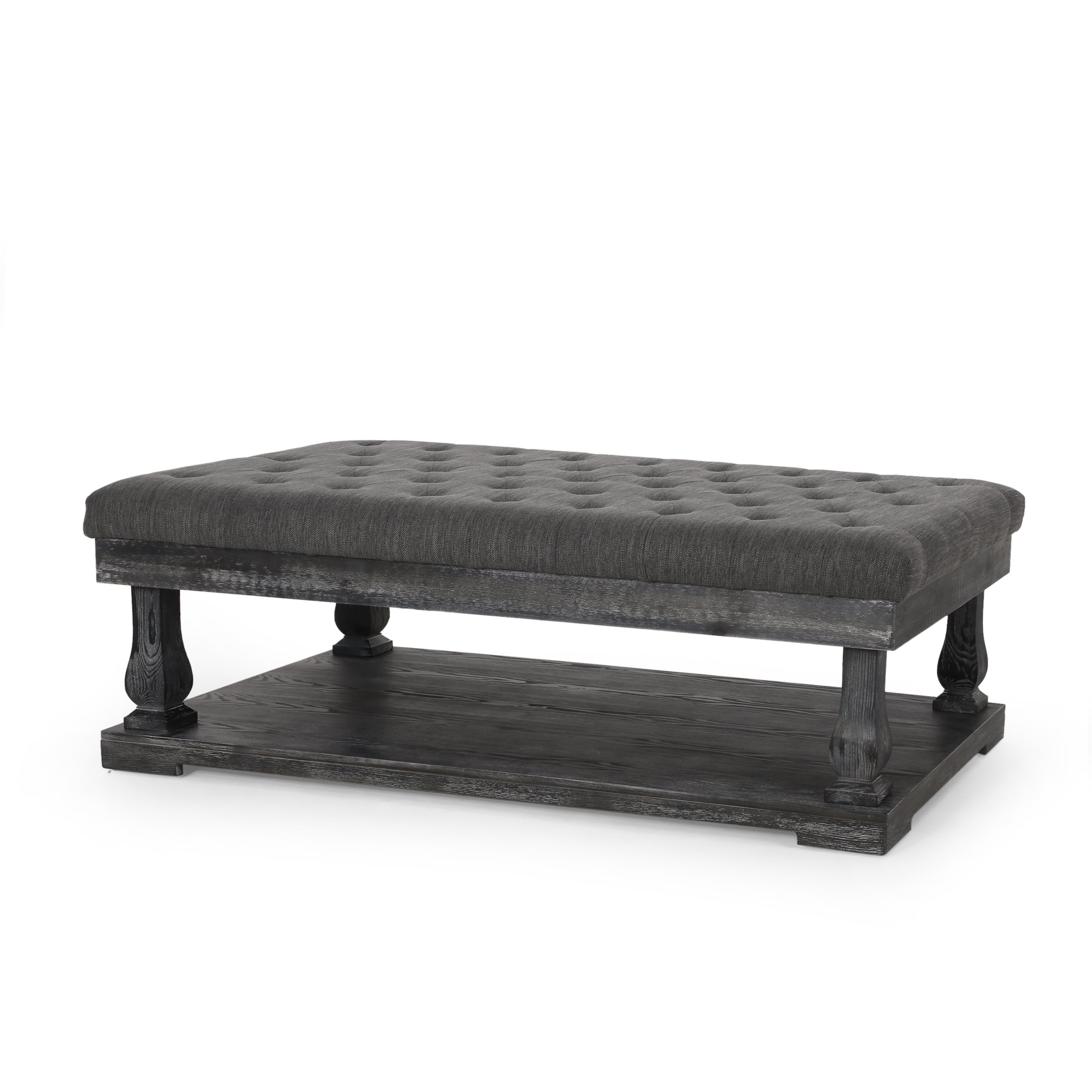 Leovanni Contemporary Fabric Rectangular Ottoman