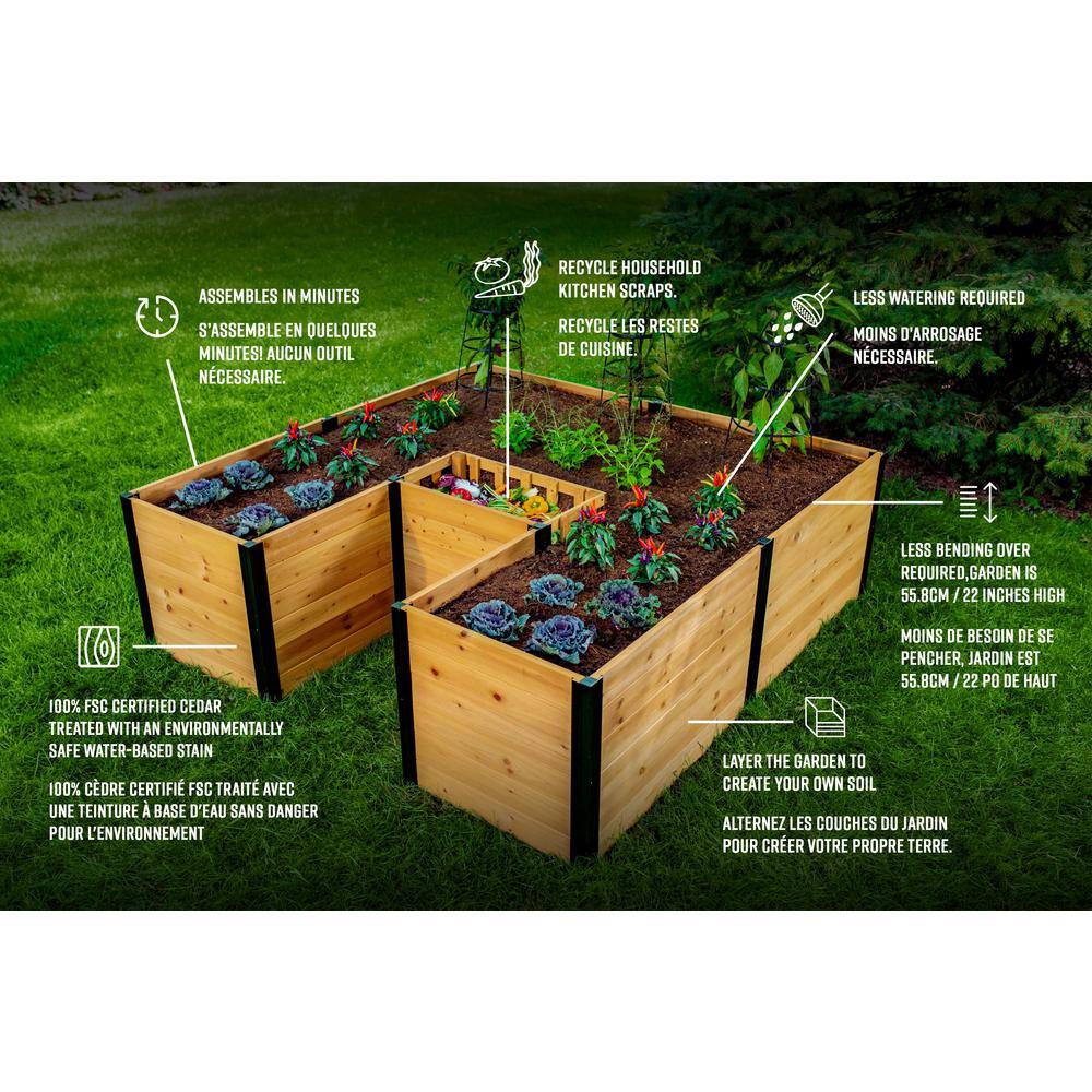 VITA Mezza 6'L x 6'W x 22H Cedar Keyhole Composting Garden Golden Brown VT17707 VT17707