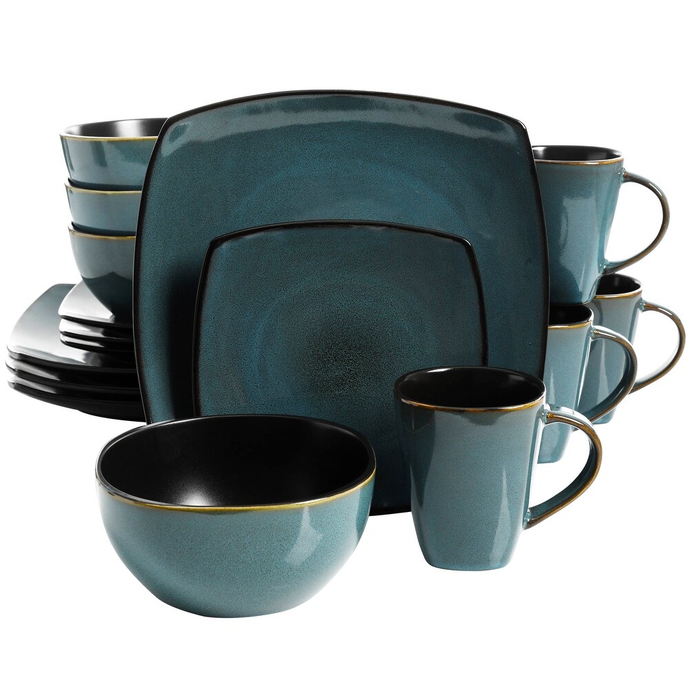 16 Piece Soft Square Dinnerware Set in Teal Green   12.75\