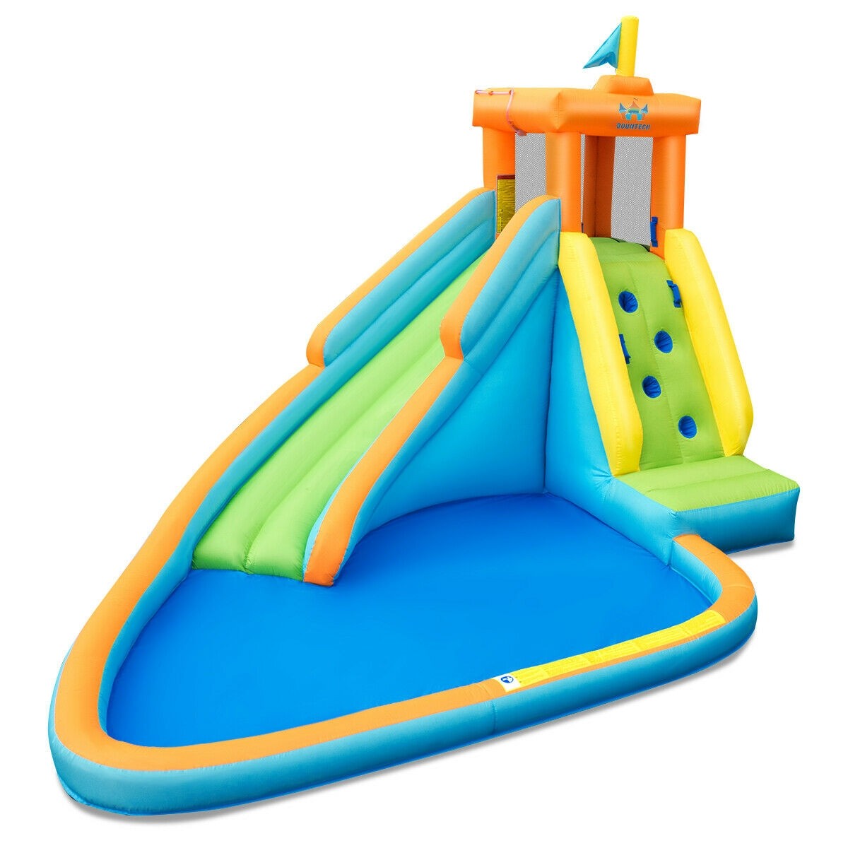 Inflatable Water Slide, Bouncer Pool w/Long Slide (with 740W Air Blower)