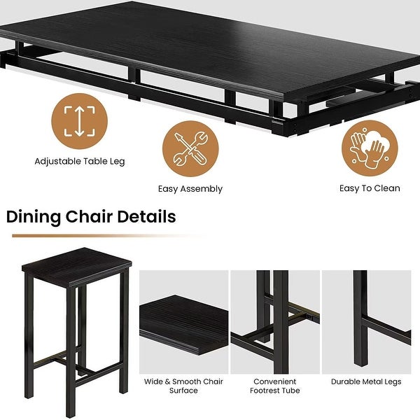 4 - Person Counter Height Dining Set with Wooden Panel and Metal Frame