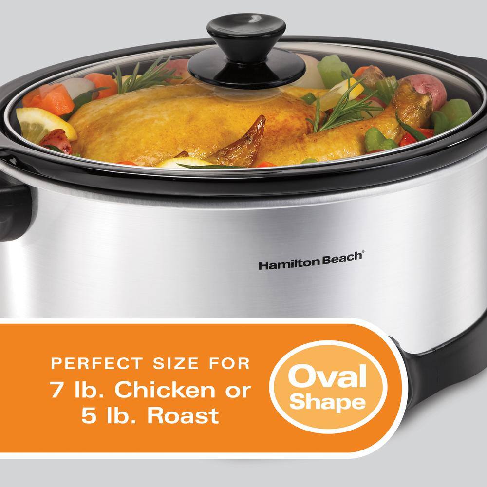 Hamilton Beach 7 Qt. Programmable Stainless Steel Slow Cooker with Built-In Timer and Temperature Settings 33473