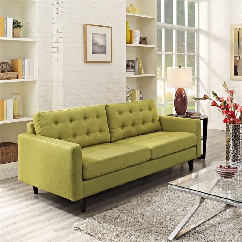 Empress Upholstered Fabric Sofa   Midcentury   Sofas   by Homesquare  Houzz