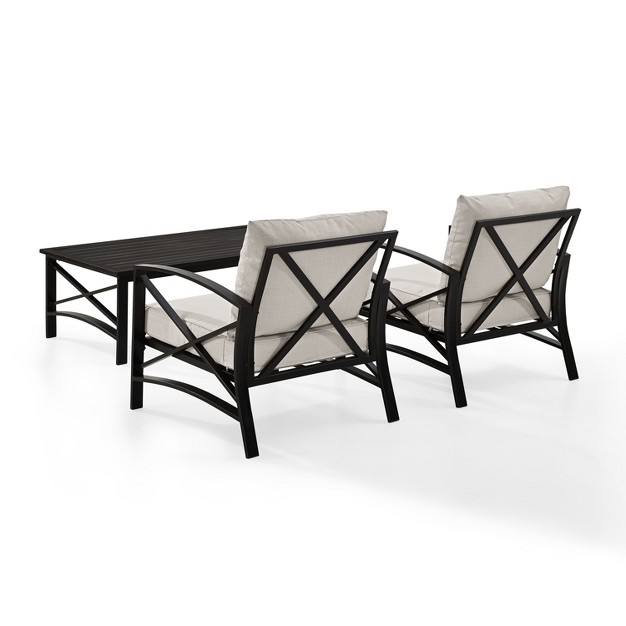 Crosley 3pc Kaplan Steel Outdoor Patio Small Space Chat Set