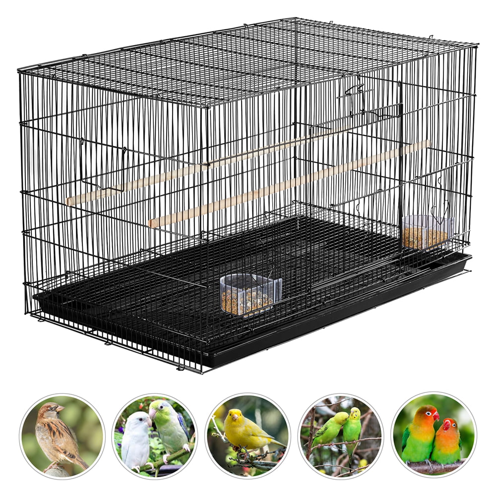 Topeakmart 30.5''L x 18.5''W x 18''H Rectangle Breeding Flight Cage with Slide-Out Tray for Parrots Parakeets Conures Birds， Black