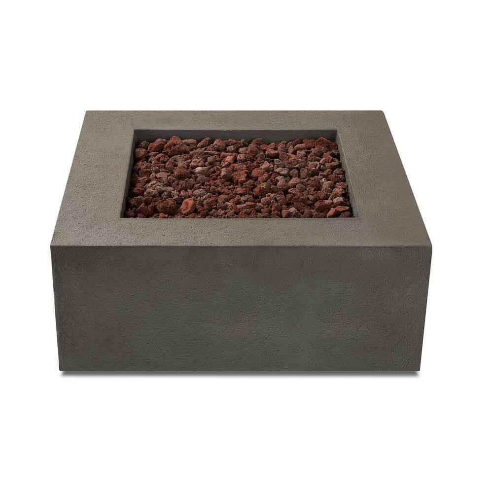 Real Flame Baltic 37 in. W x 16 in. H Square MGO Liquid Propane Fire Table in Gray with Burner Lid and Protective Cover 9720LP-GLG