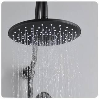 YASINU 1-Spray Patterns Wall Mount Dual Shower Heads with Soap Dish in Matte Black YN116MB