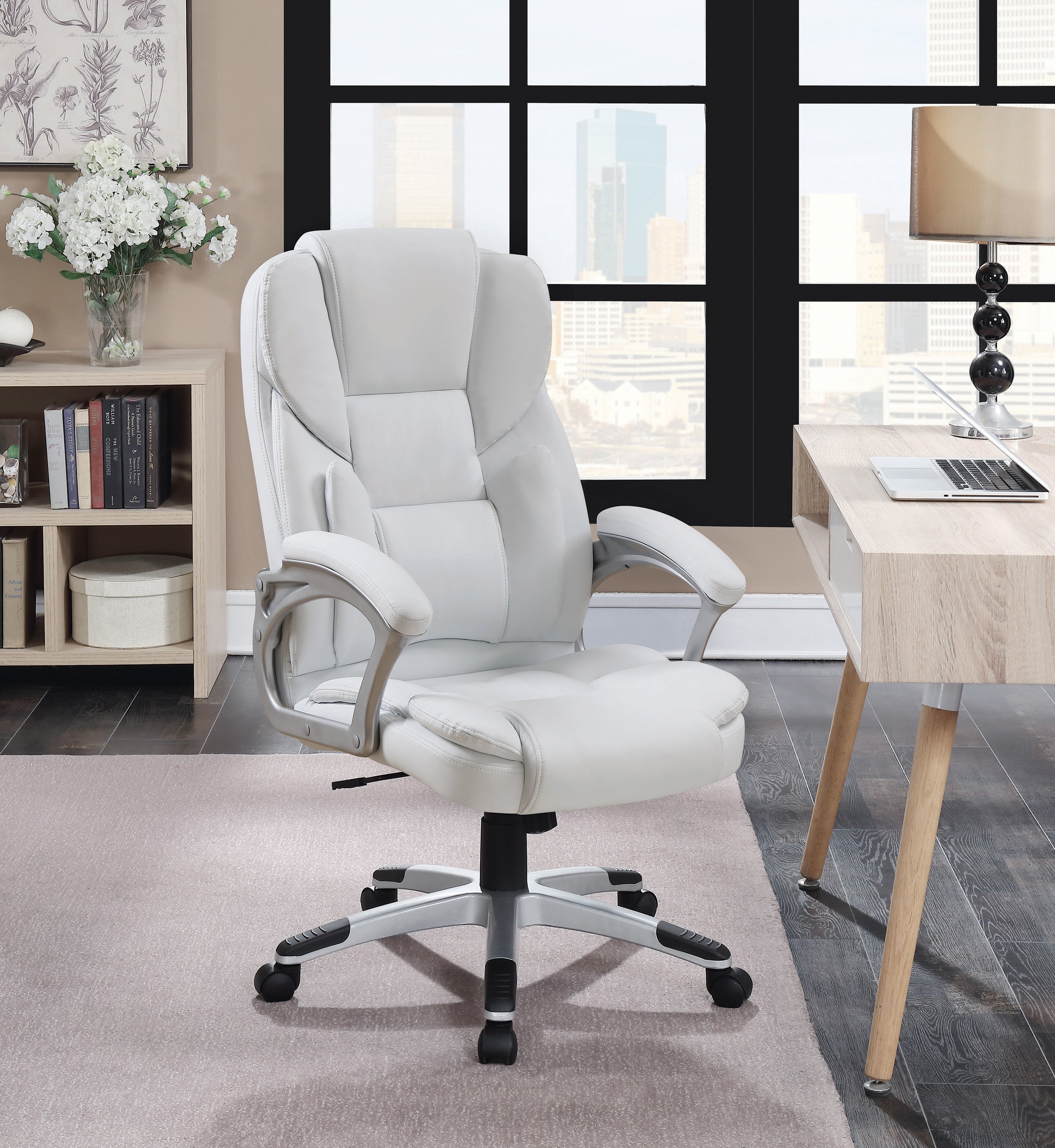 Kaffir Upholstered Adjustable Home Office Desk Chair White-801140