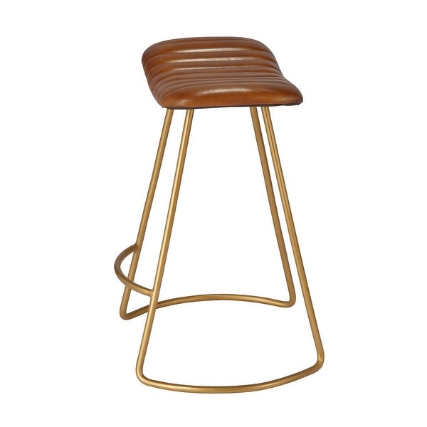 Alden Décor Logan Leather Counter Stool， Brown