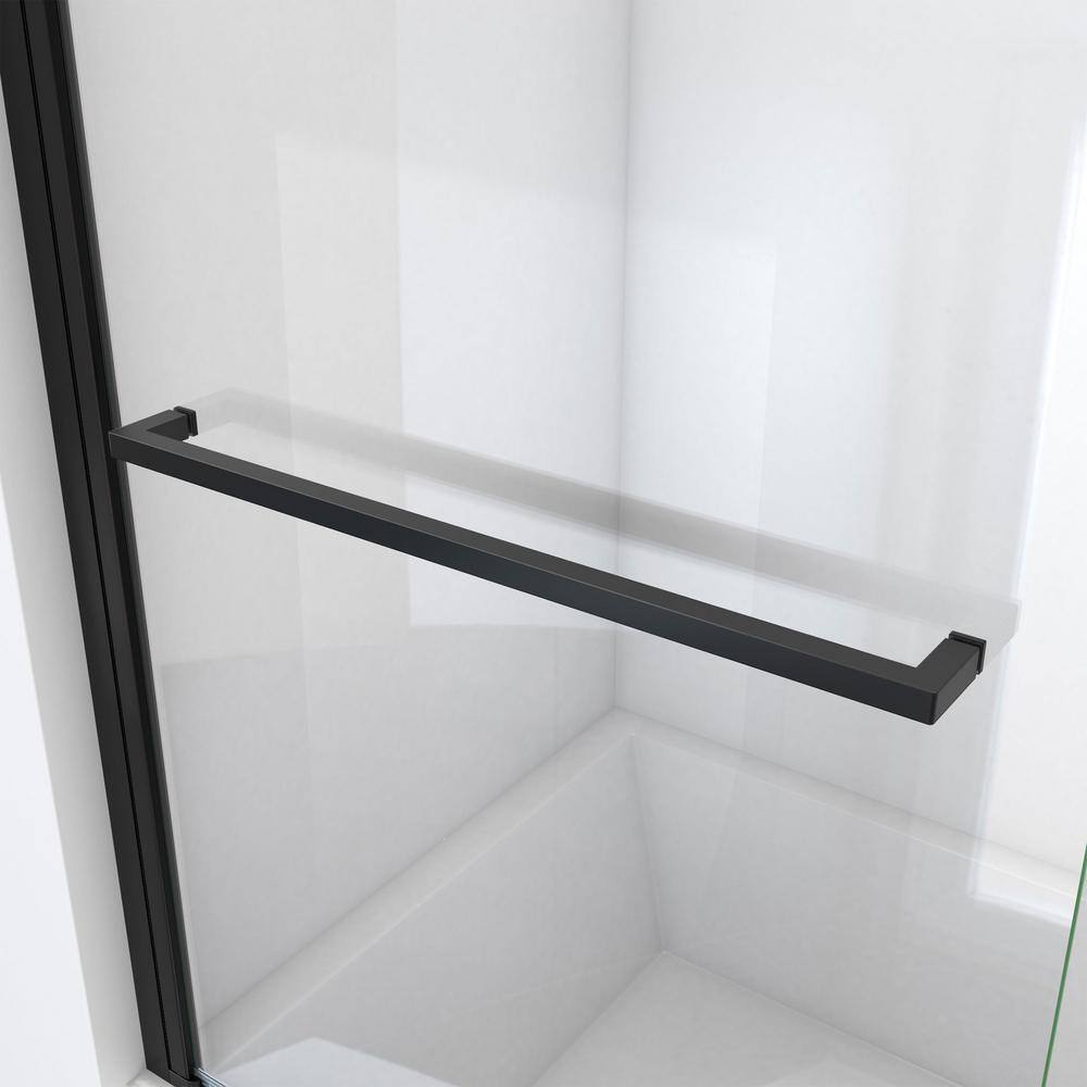 DreamLine Aqua-Q Swing 34 in. W x 58 in. H Pivot Frameless Tub Door in Satin Black with Clear Glass SD-373458Q-09