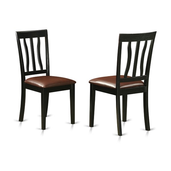 3-piece Dining Set Contains Round Table and 2 Dining Chairs in Black and Cherry Finish (Chairs Seat Options)