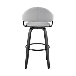 Armen Living Daxton 26 in Counter Height Swivel Stool w High Back Grey Faux Leather and Black Wood Finish LCDXBABLGR26