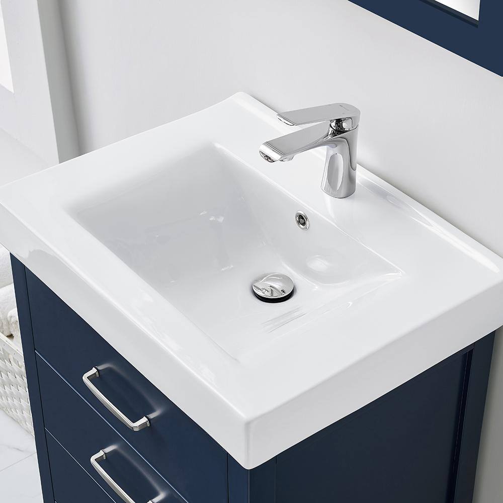 Home Decorators Collection Cedarton 24 in. W x 18 in. D Vanity in Midnight Blue with Ceramic Vanity Top in White with White Sink Cedarton 24MB