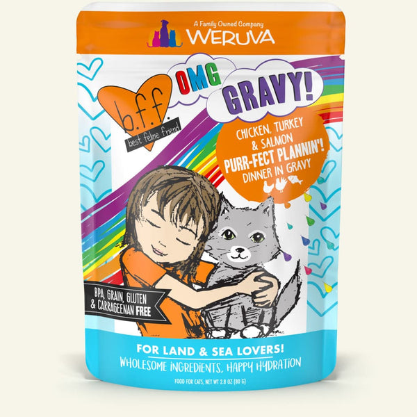 Weruva BFF Oh My Gravy Purr-Fect Plannin Grain Free Chicken， Turkey， and