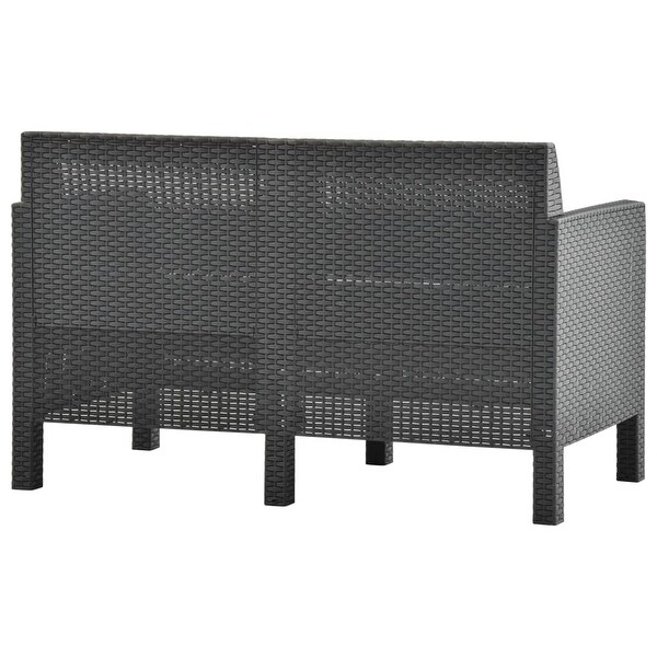 4 Piece Patio Lounge Set with Cushions PP Rattan Anthracite - Overstock - 36226387