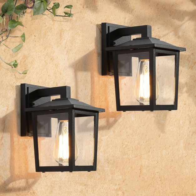 Metal glass Square Modern Outdoor Wall Light Matte Black Lnc