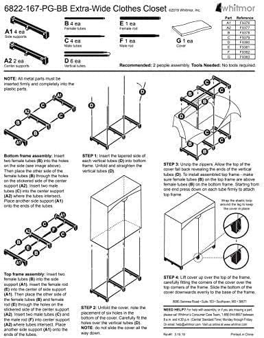 Portable Wardrobe Clothes Storage Closet - Hanging Rack - 60