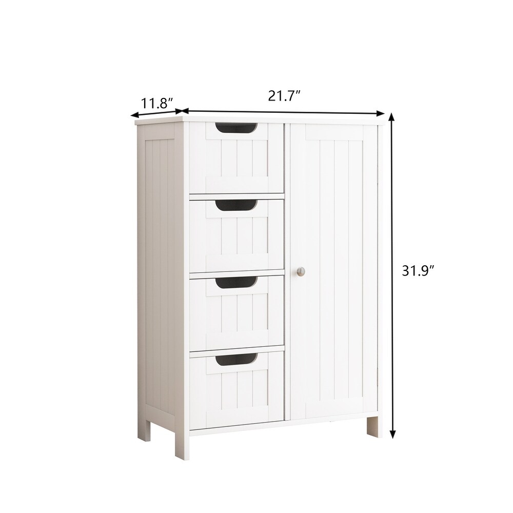 Bathroom Storage Cabinet Floor Cabinet with Adjustable Shelf  Drawers