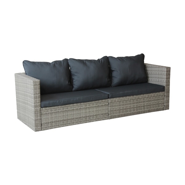 4Piece Rattan Patio Set with Cushioned Wicker Sofa