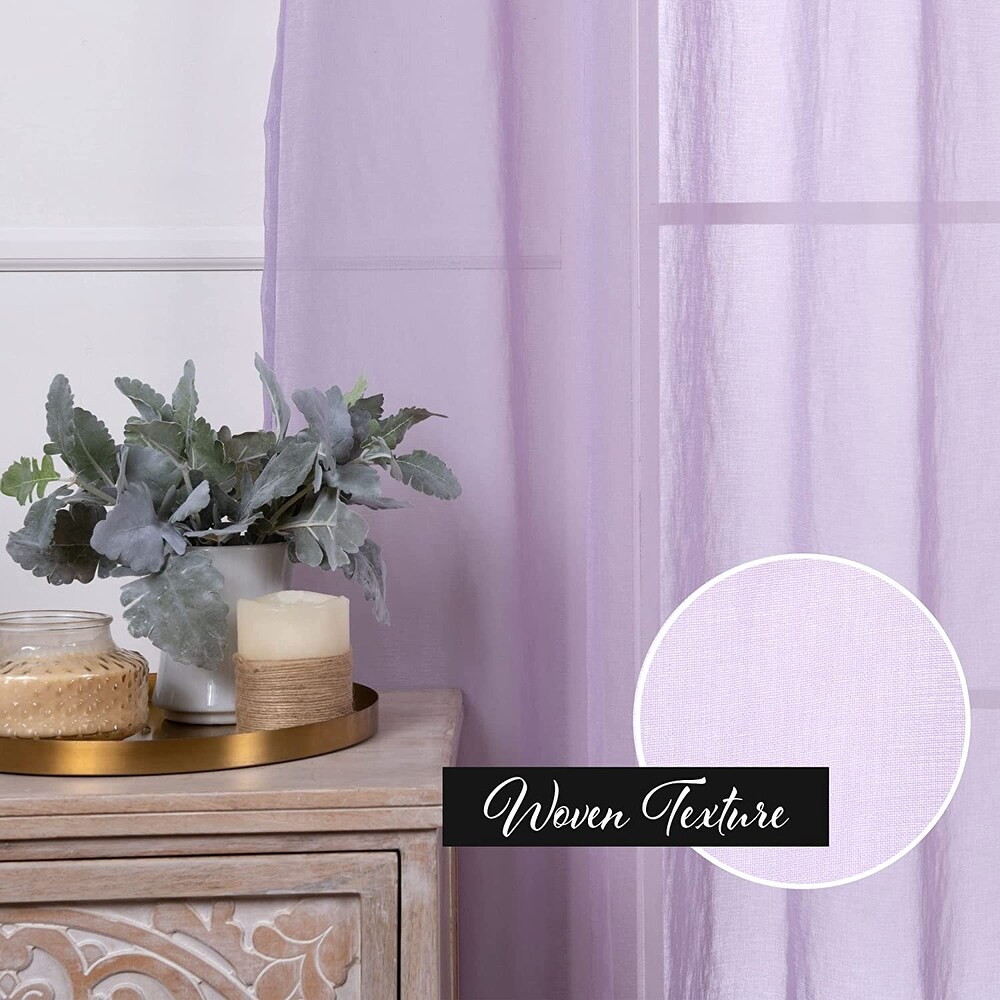 Aurora Home Linen Textured Semi Sheer Curtain Panels Rod Pocket Panel Pair   84\