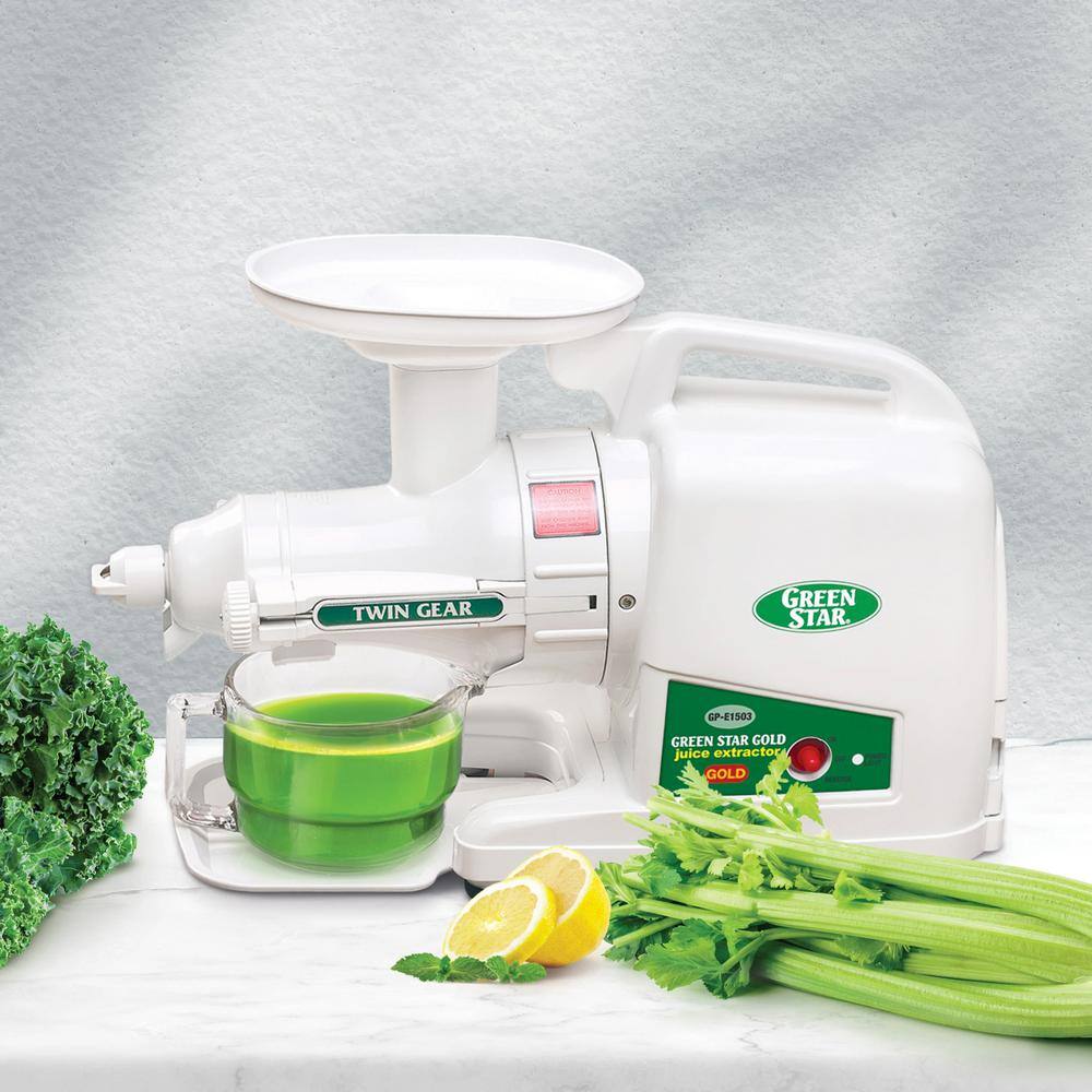 Tribest Greenstar Gold Twin Gear 24 fl. oz. White Cold Press Juicer GP-E1503-B