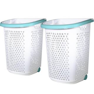 Home Logic 2.0 Bu. White Rolling Laundry Hamper (1 Case 2 Units) HMLCOM-2110000443-2