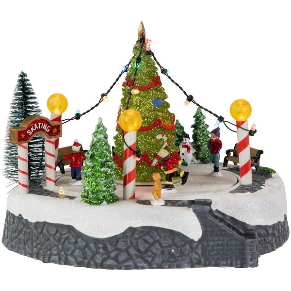 9 Animated Musical Ice Skaters Christmas Scene LED Village Display