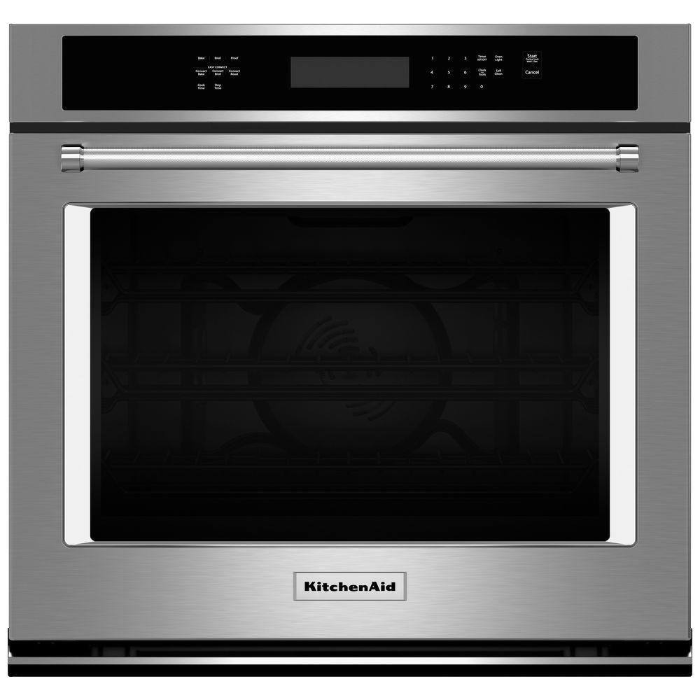 KitchenAid 30 in. Single Electric Wall Oven Self-Cleaning with Convection in Stainless Steel KOSE500ESS