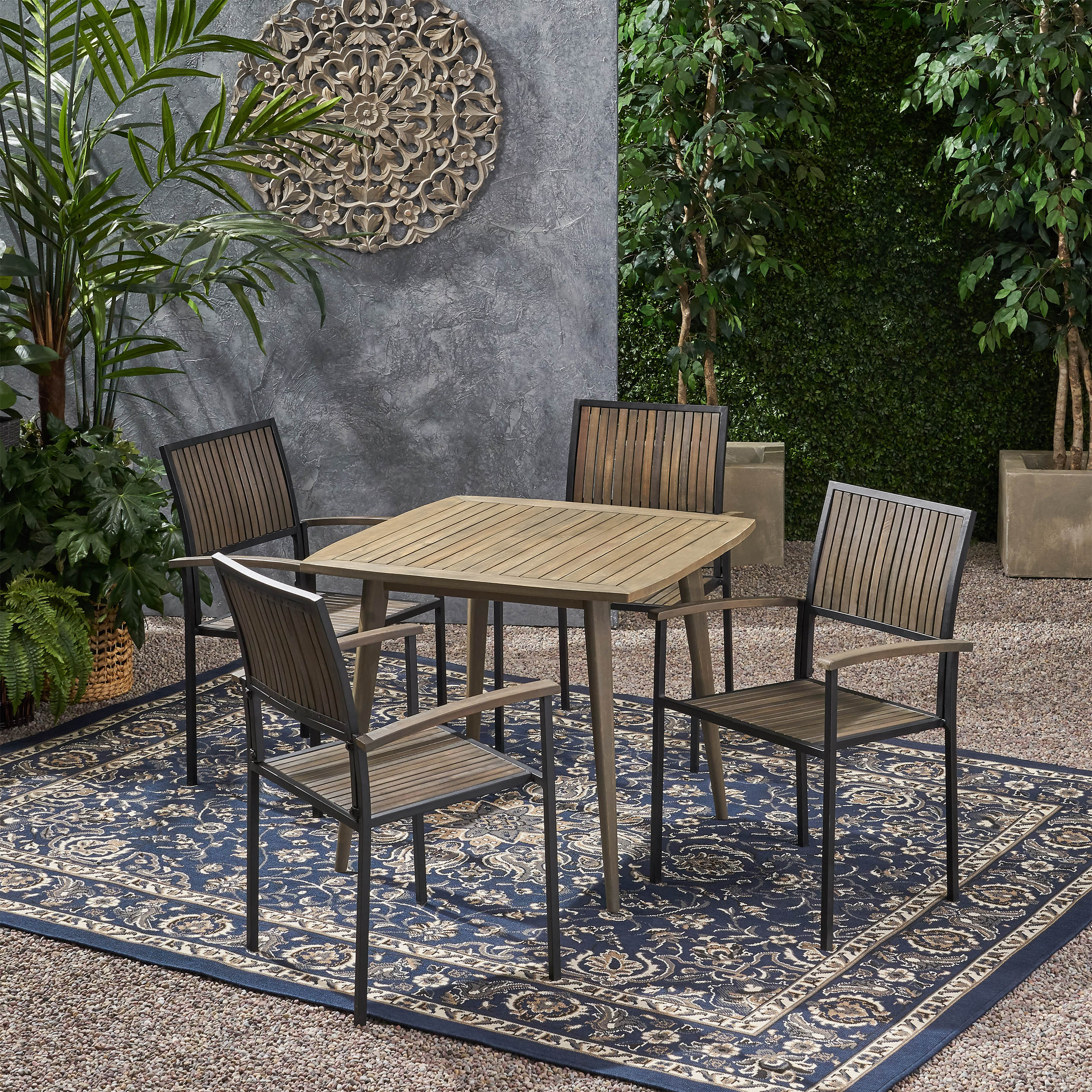 Tabitha Outdoor 4 Seater Acacia Wood Square Dining Set